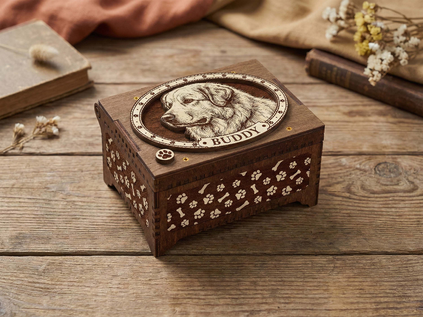Great Pyrenees Dog Custom Memorial Music Box, Urn