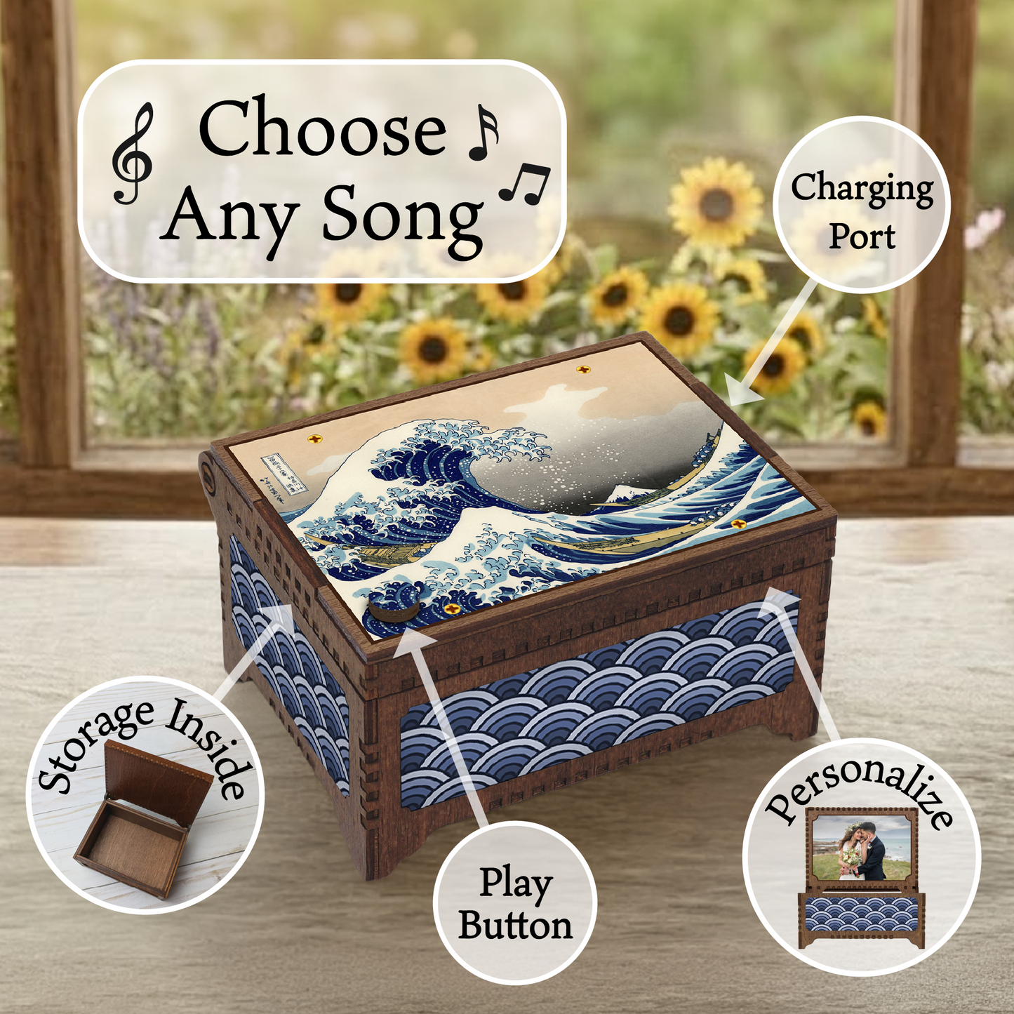 The Great Wave Painting MP3 Music Box