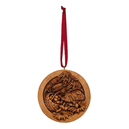 Hedgehog Carved Wood Ornament