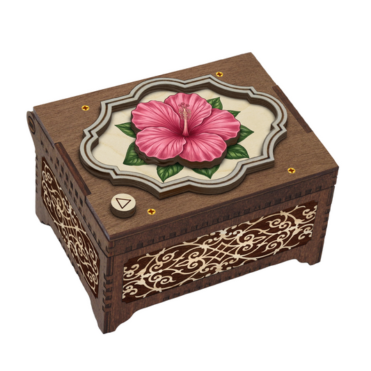 Colorful Hibiscus Music Box
