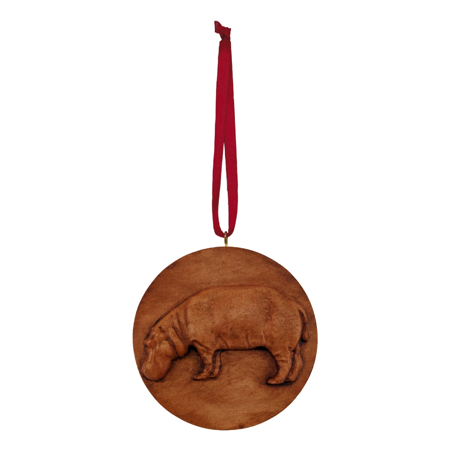 Hippo Carved Wood Ornament