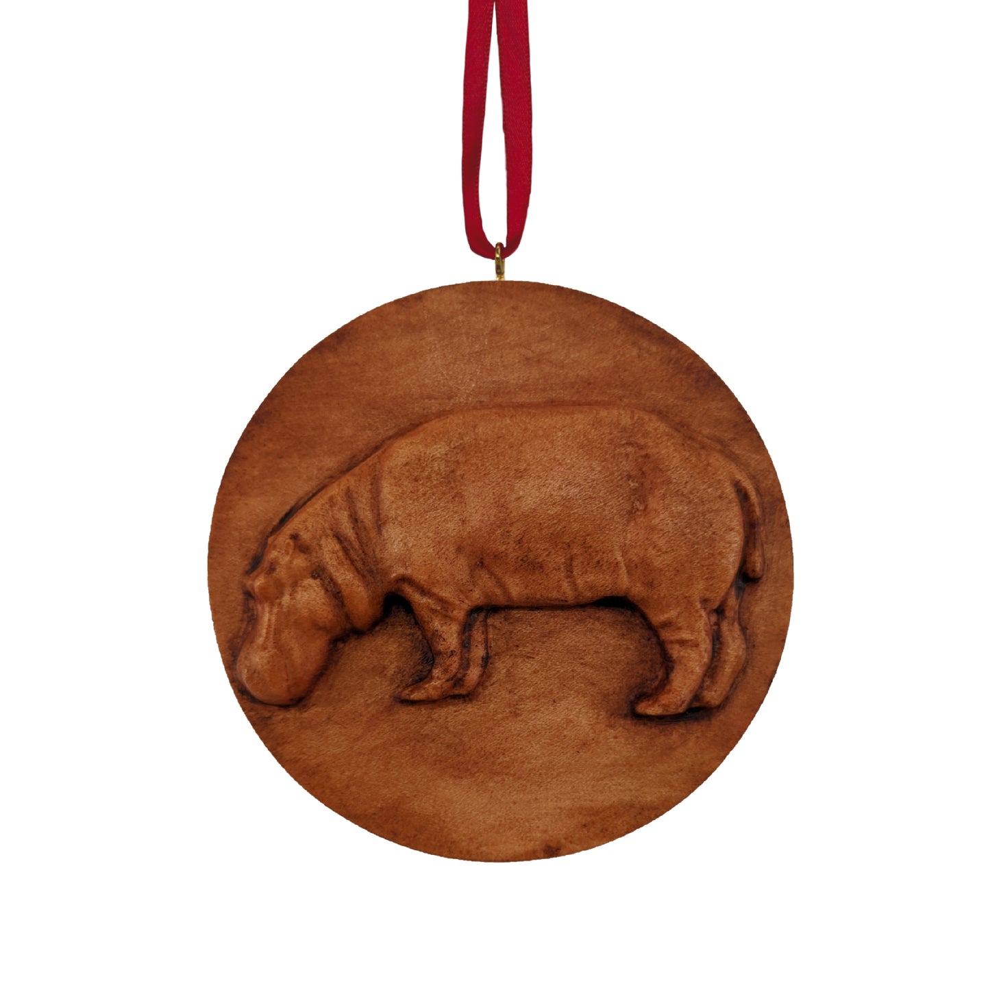 Hippo Carved Wood Ornament