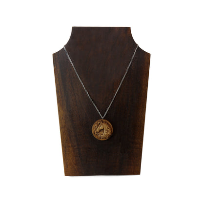 Horse Carved Wood Pendant Necklace