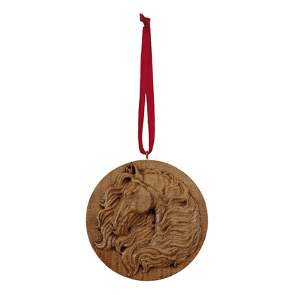 Horse Carved Wood Ornament