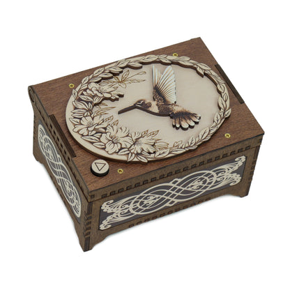 Engraved Hummingbird Music Box