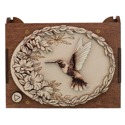 Engraved Hummingbird Music Box