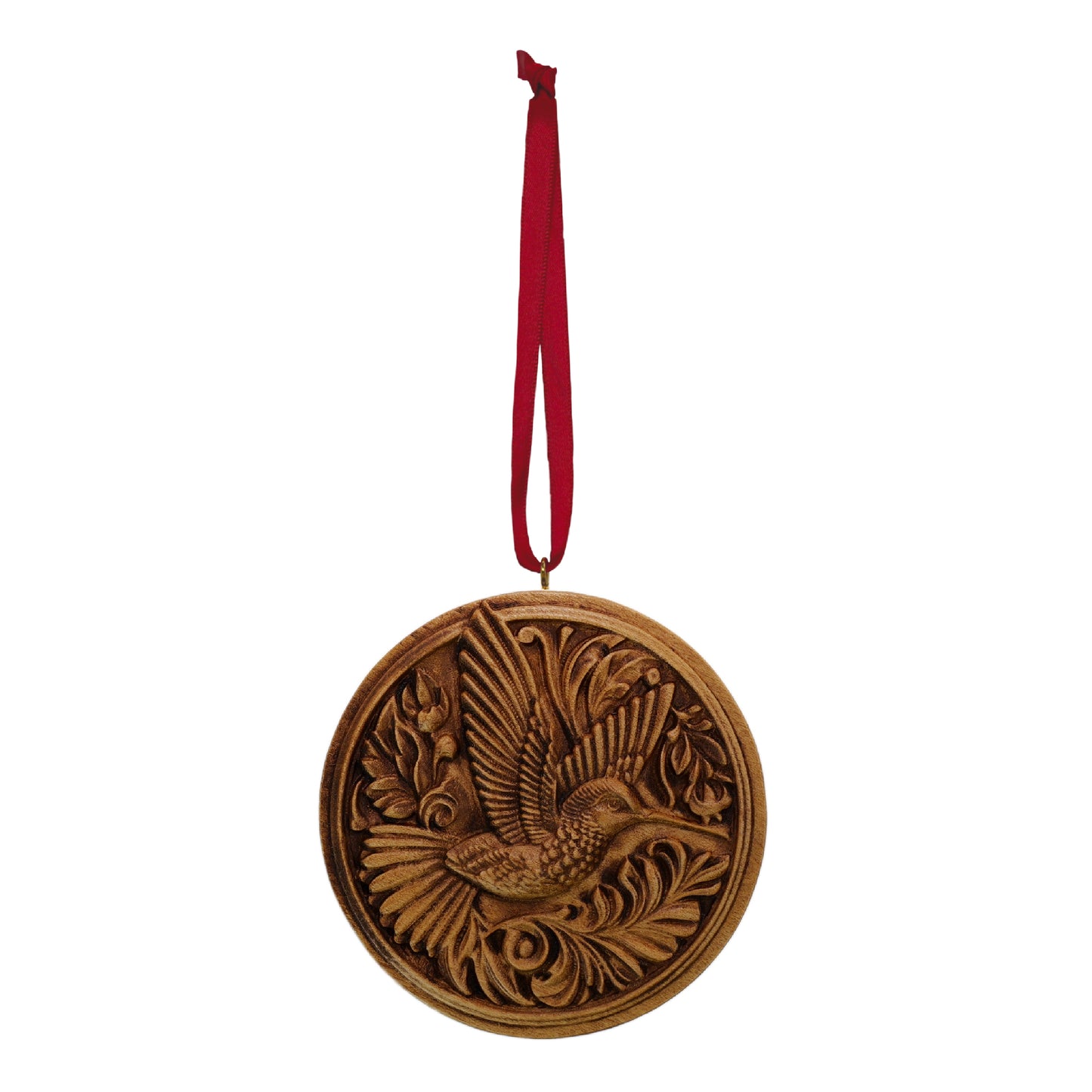 Hummingbird Carved Wood Ornament