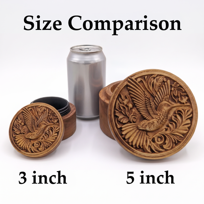 Hummingbird Carved Wood Box