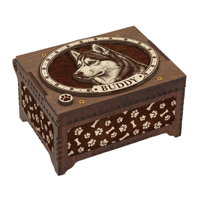 Husky Dog Custom Memorial Music Box, Urn