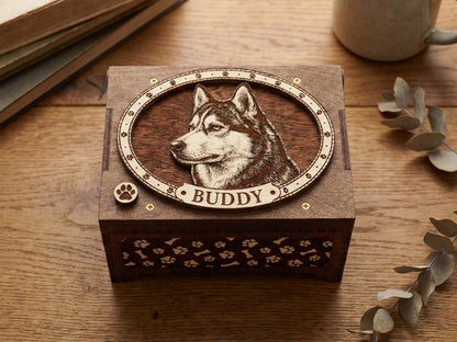 Husky Dog Custom Memorial Music Box, Urn