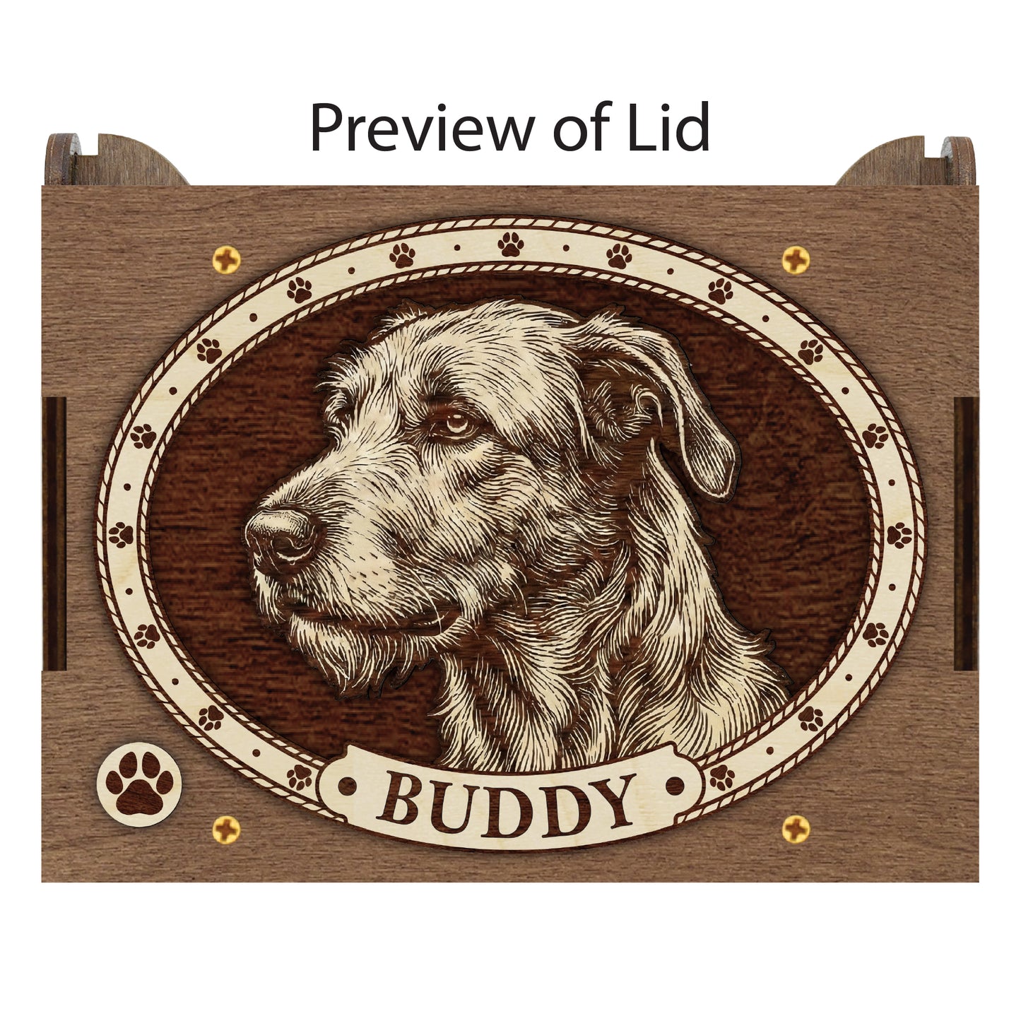 Irish Wolfhound Dog Custom Memorial Music Box, Urn