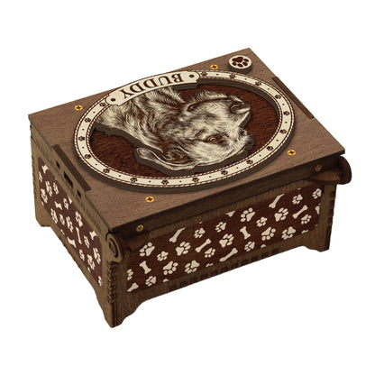 Irish Wolfhound Dog Custom Memorial Music Box, Urn