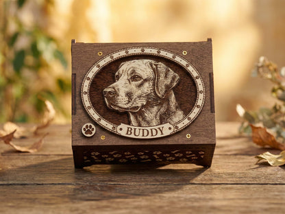 Labrador Dog Custom Memorial Music Box, Urn