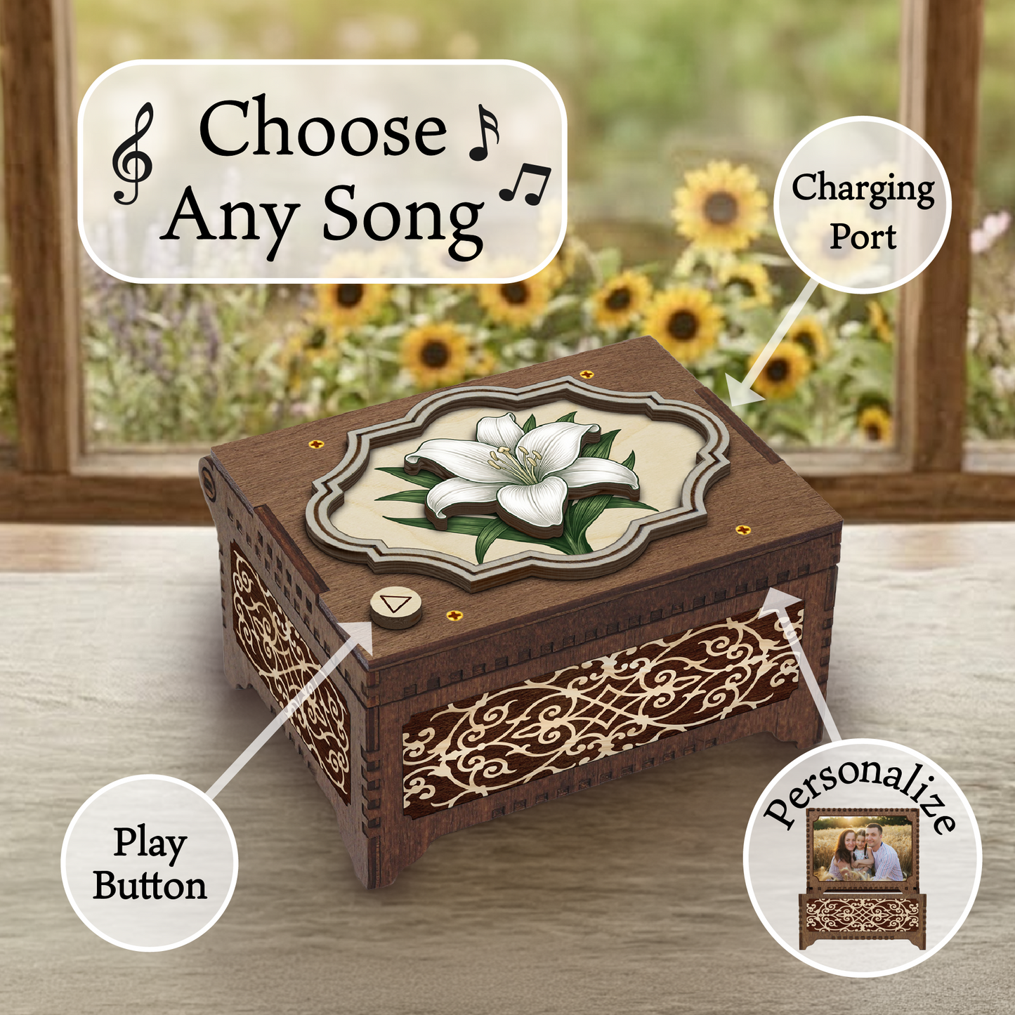 Colorful Lily Music Box