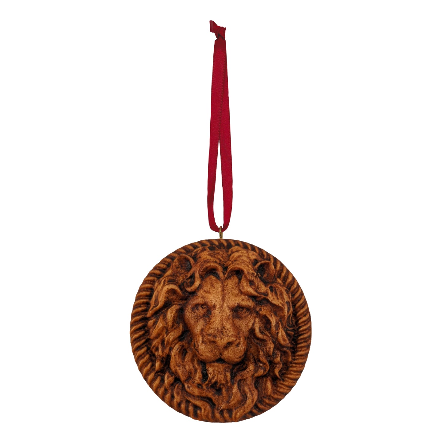 Lion Carved Wood Ornament