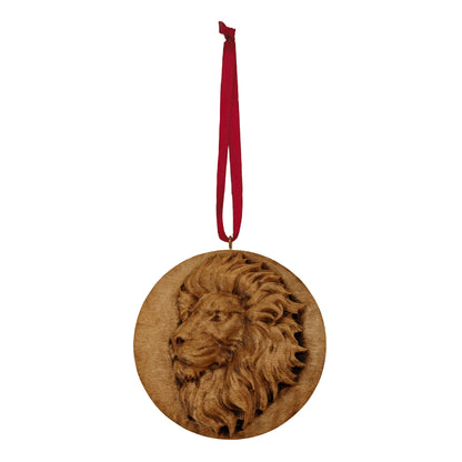 Lion Profile Carved Wood Ornament