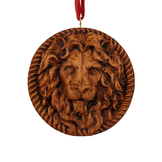 Lion Carved Wood Ornament