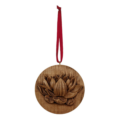 Lotus Carved Wood Ornament