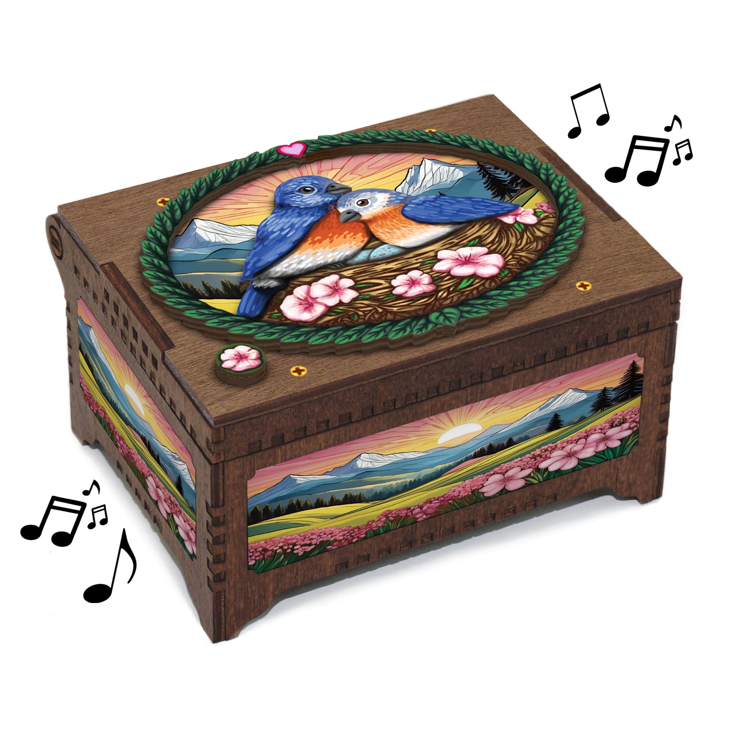 Colorful Lovebirds Music Box