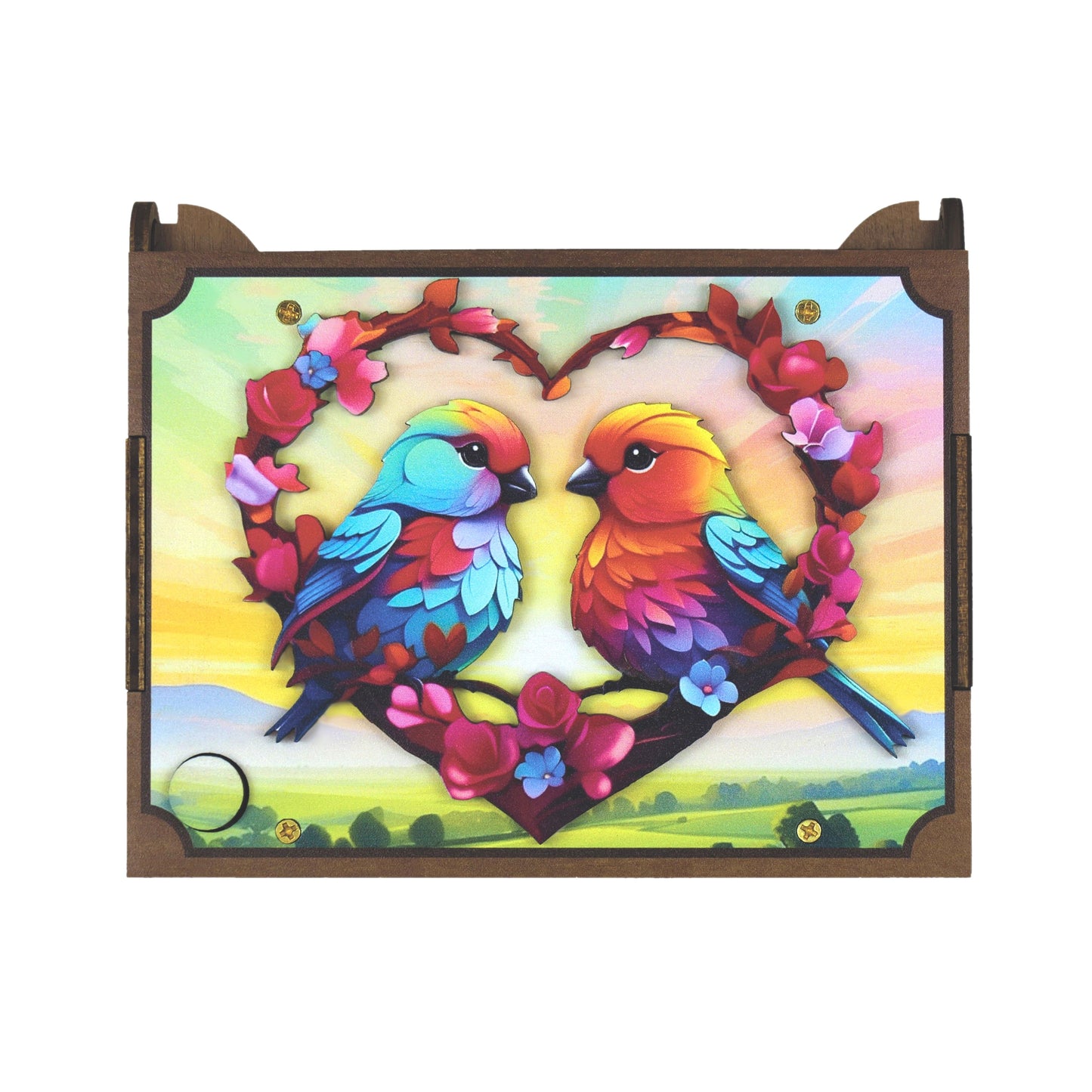 Colorful Lovebirds Music Box
