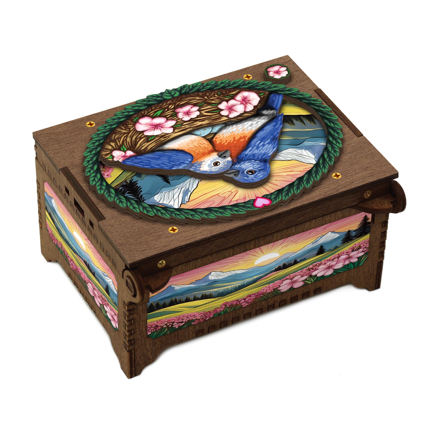 Colorful Lovebirds Music Box