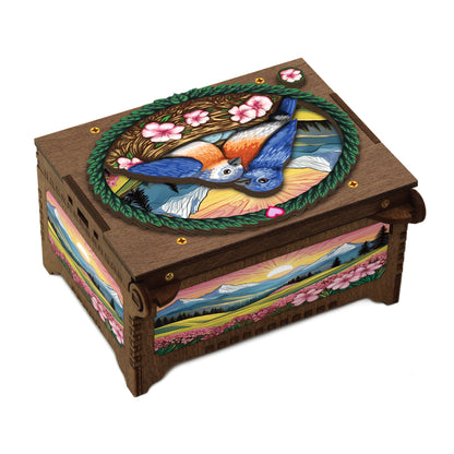Colorful Lovebirds Music Box