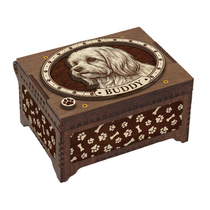 Maltese Dog Custom Memorial Music Box, Urn
