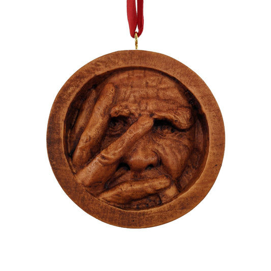 Man In The Box Carved Wood Ornament