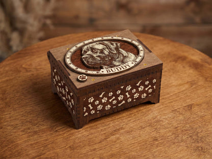 Mastiff Dog Custom Memorial Music Box, Urn