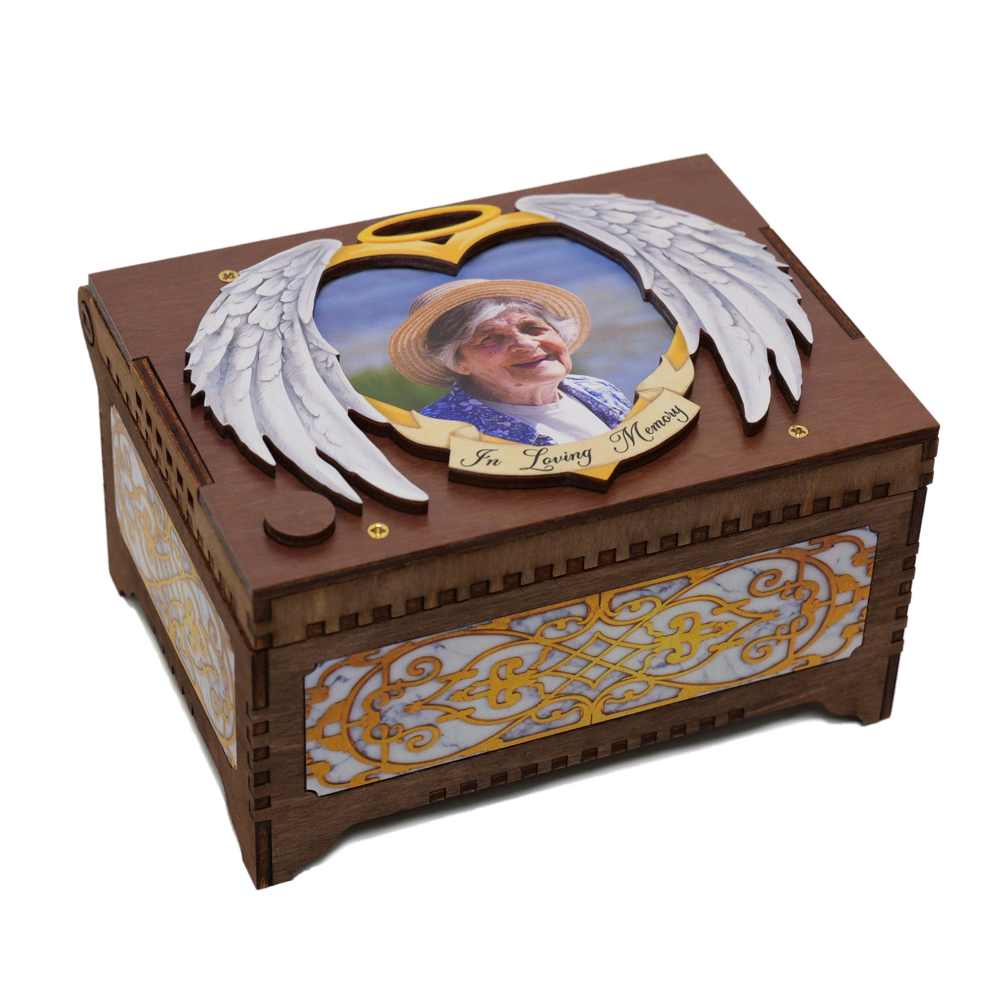 Personalized Commemorative Angel Wings Box That Plays Any Song, authentic Digital Music Memorial Box