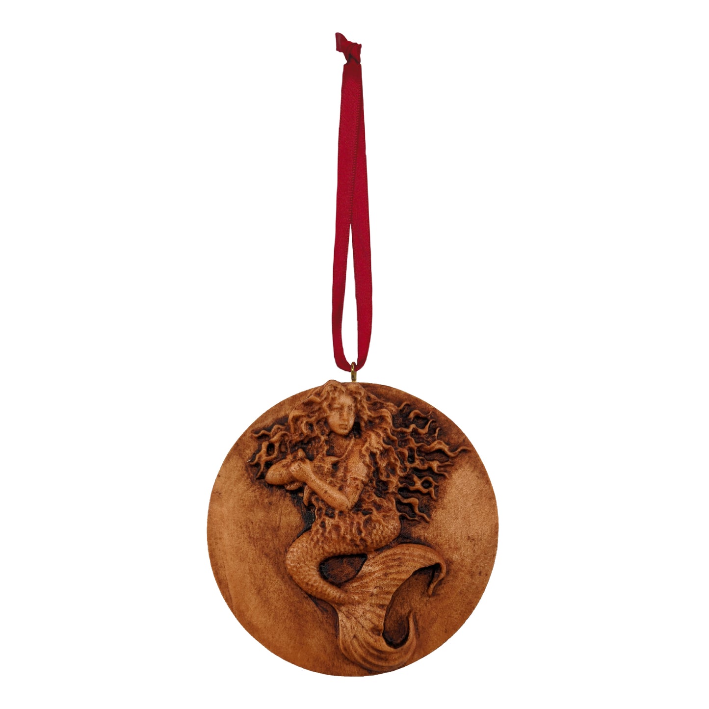 Mermaid Carved Wood Ornament