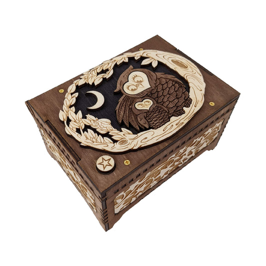 Engraved Mother and Baby Owl MP3 Music Box