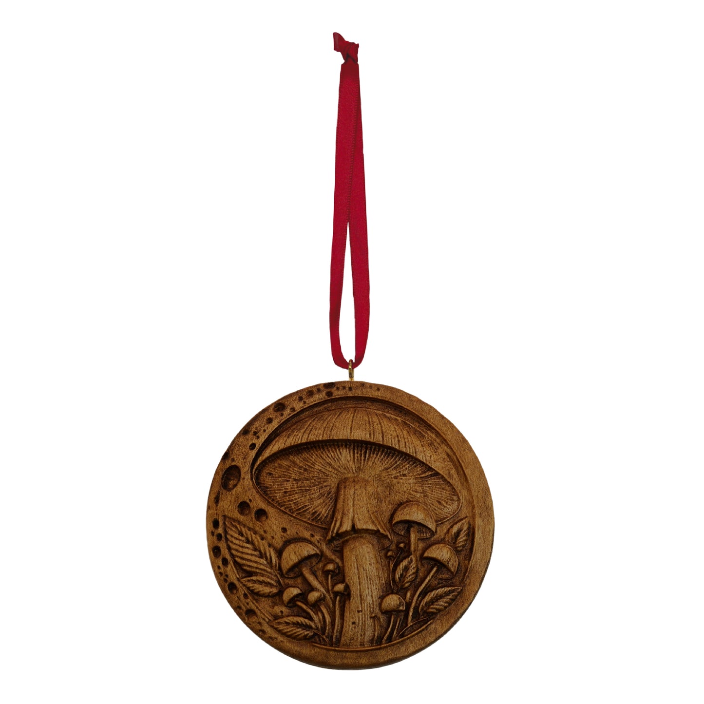 Mushroom Carved Wood Ornament