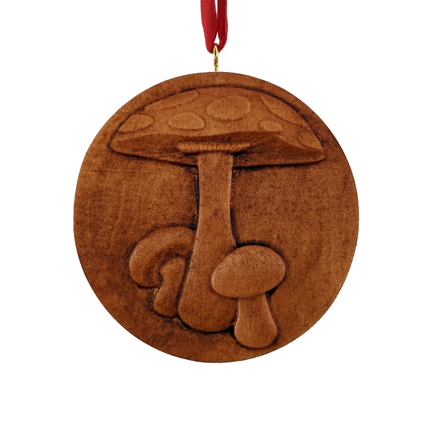 Mushroom Carved Wood Ornament