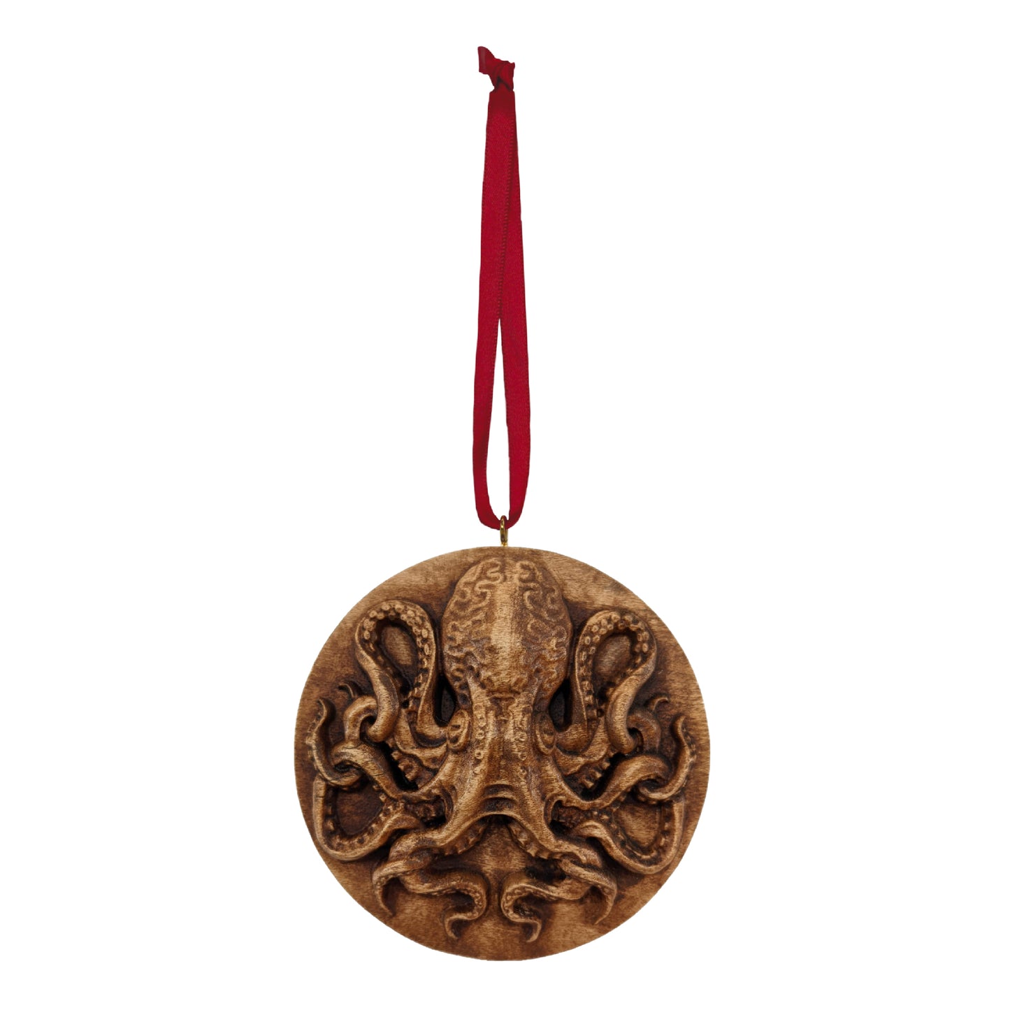 Octopus Carved Wood Ornament