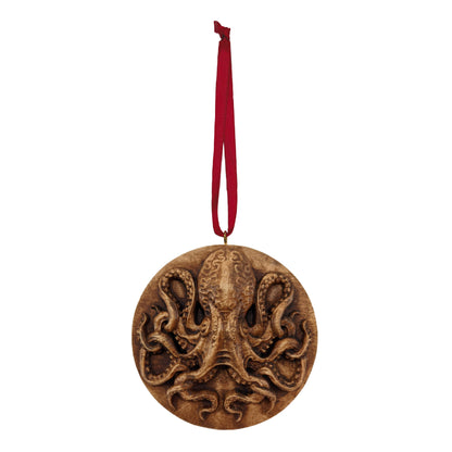 Octopus Carved Wood Ornament