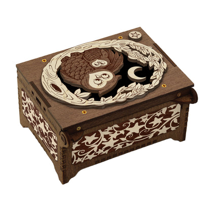 Engraved Mother and Baby Owl MP3 Music Box