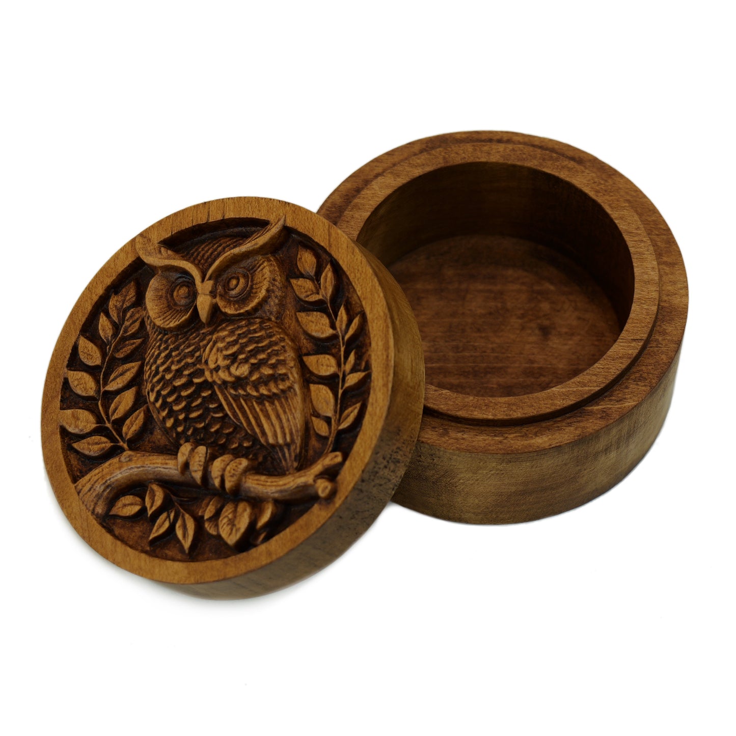 Owl Carved Wood Box