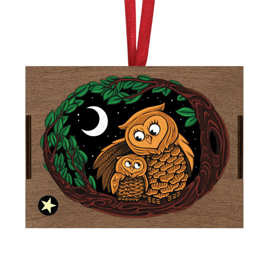 Colorful Mother & Baby Owl Ornament