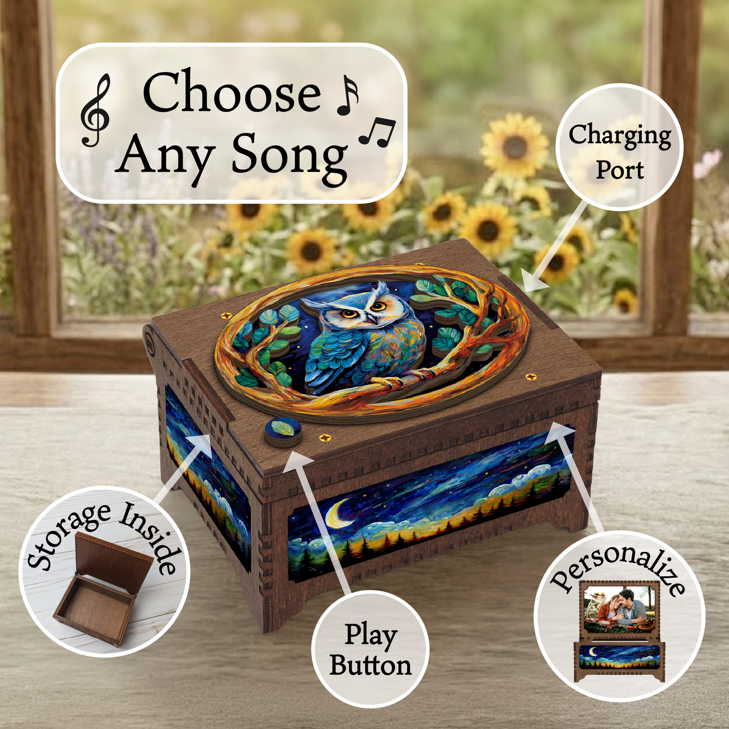 Owl Colorful MP3 Music Box