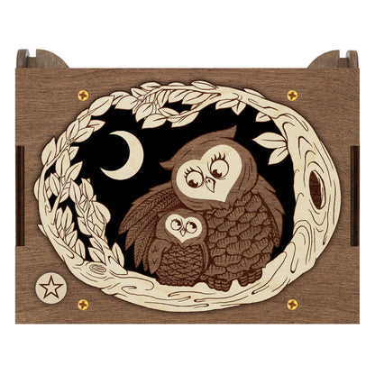 Engraved Mother and Baby Owl MP3 Music Box