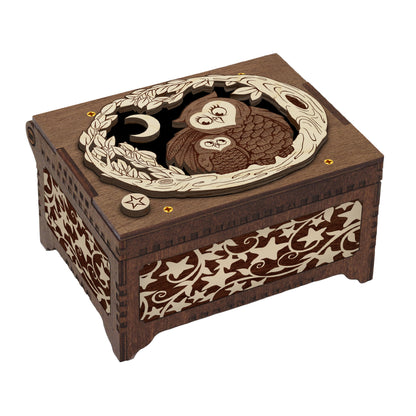 Engraved Mother and Baby Owl MP3 Music Box