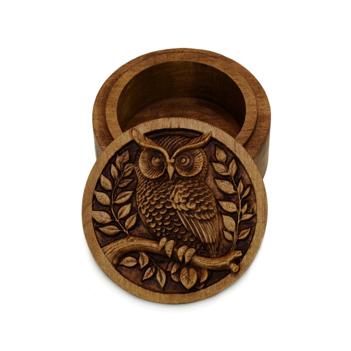 Owl Carved Wood Box