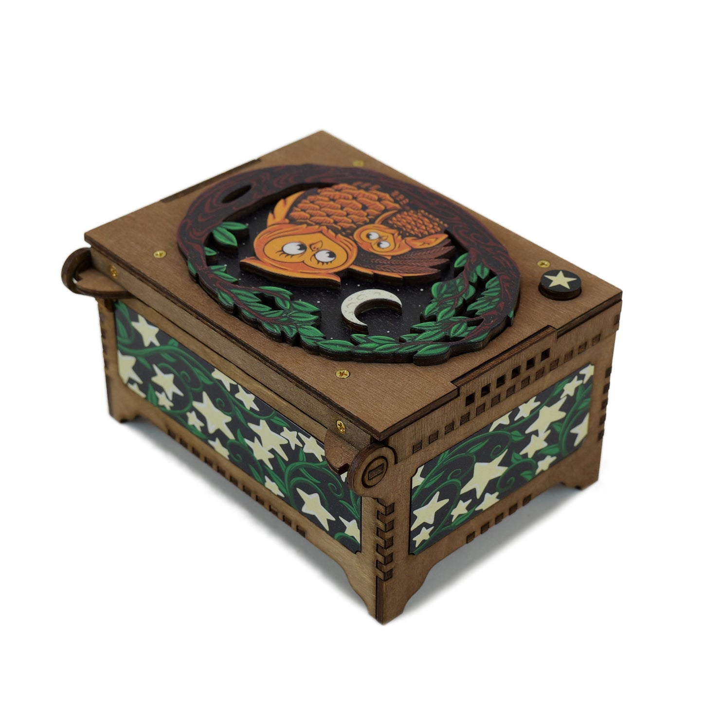 Colorful Mother and Baby Owl Music Box