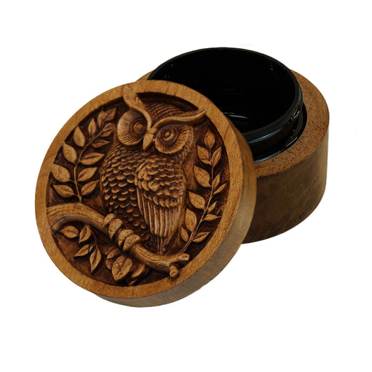 Owl Carved Wood Box