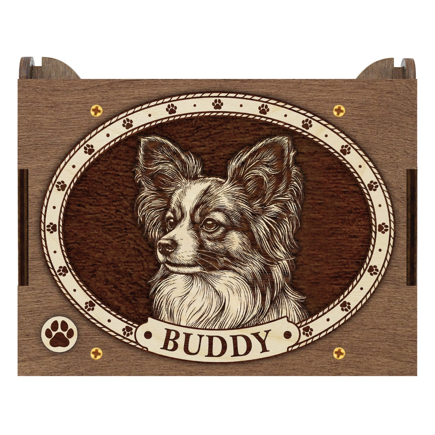 Papillon Dog Custom Memorial Music Box, Urn