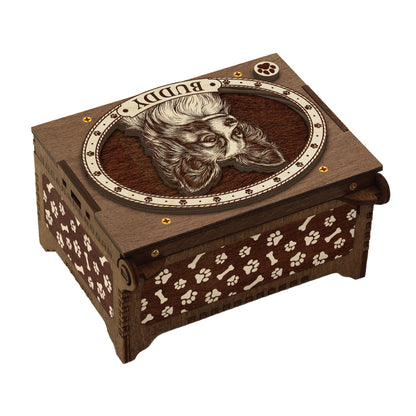 Papillon Dog Custom Memorial Music Box, Urn