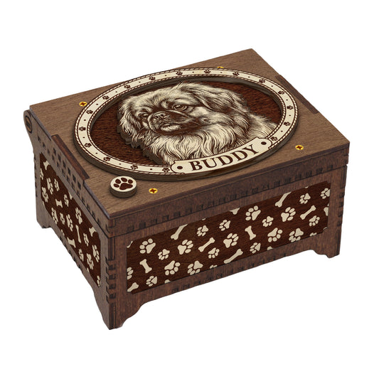 Pekingese Dog Custom Memorial Music Box, Urn