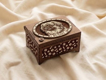 Pekingese Dog Custom Memorial Music Box, Urn