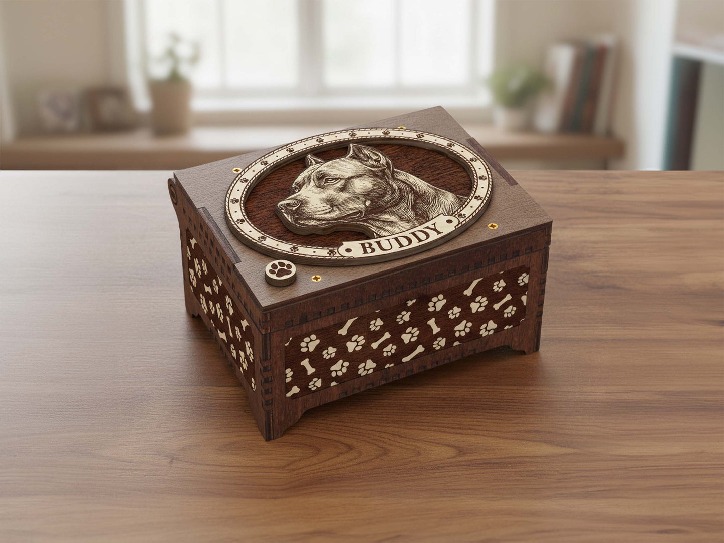 Pit Bull Dog Custom Memorial Music Box, Urn